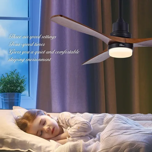 Vista 8 de Sofucor Ventilador de techo de 52 pulgadas con control remoto de luces, 3 postes para ventilador de techo interior y exterior con control remoto