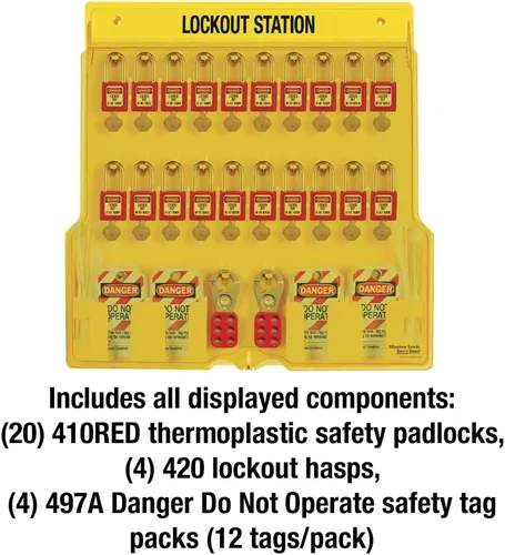 Vista 4 de Master Lock 1484BP410 Lockout Tagout Estación de candado