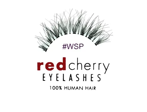 Vista 3 de Red Cherry Pestañas postizas #WSP cabello humano, 6 pares, 100% cabello humano, hechas a mano, sin látex, color negro