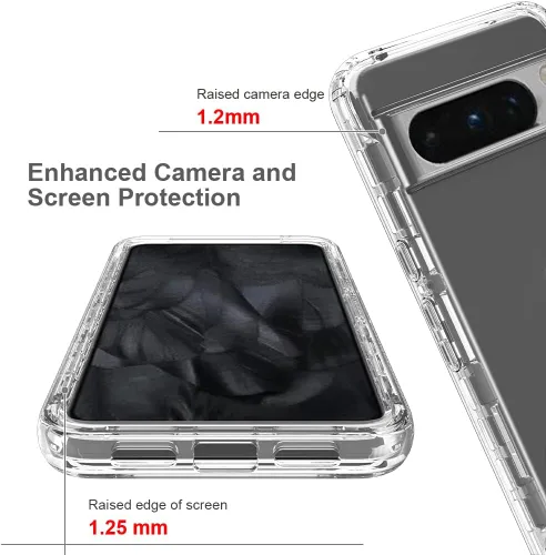 Vista 3 de Funda para Google Pixel 8 Pro 5G, funda para teléfono Google Pixel 8 Pro con protector de pantalla integrado, cubierta trasera delgada transparente
