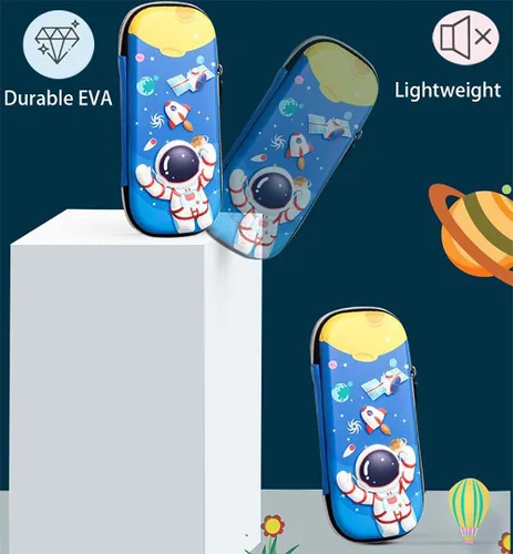 Vista 7 de Estuche para lápices para niños, bolsa de almacenamiento de dibujos animados de EVA 3D, soporte para bolígrafos para niños y escuelas, caja