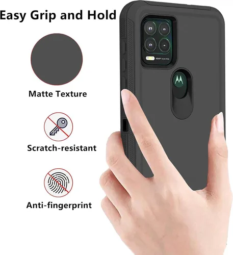 Vista 5 de Funda protectora resistente para Motorola Moto G Stylus 2021, a prueba de golpes, a prueba de polvo, 3 en 1, para Moto G Stylus 5G 2021 (negro)