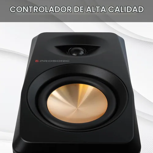 Vista 3 de Prosonic BT30 (versión 2023) Altavoces Bluetooth activos, monitor de estudio, cine en casa, tocadiscos con entrada óptica, entrada coaxial, 2 Negro