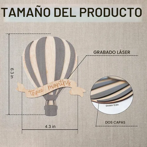 Vista 7 de Tarjetas de hitos mensuales para bebés, discos de hitos mensuales de madera, accesorios de fotografía para recién nacidos para documentar