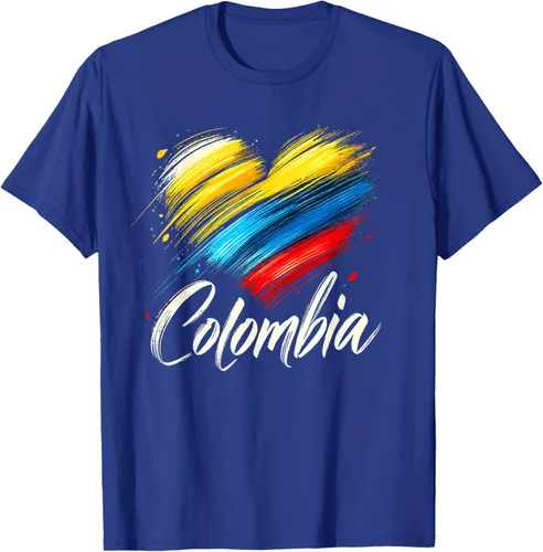 Vista 21 de Camiseta de orgullo colombiano con corazón de la bandera de Colombia