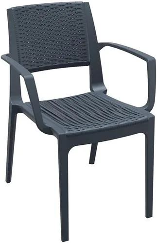 Vista 2 de Compamia Capri - Silla de comedor de resina para patio, color marrón (juego de 2)