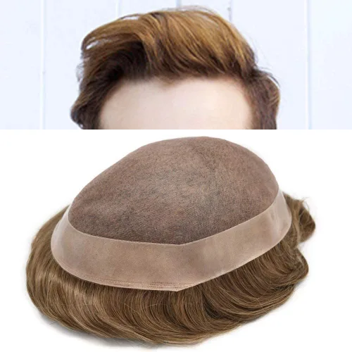 Vista 58 de LOVIN - Sistema de cabello humano para hombres, postizo fino de encaje mono para hombre, prótesis masculina de piel de polietileno alrededor