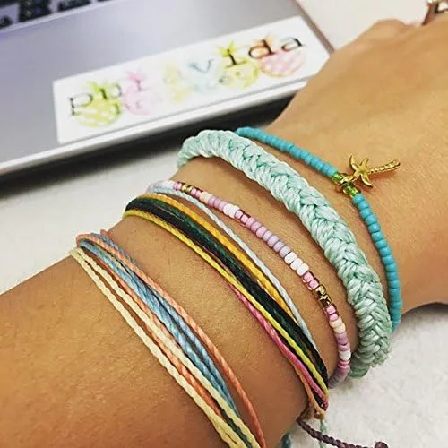 Vista 2 de Pura Vida - Pulsera 100 % impermeable, hecha a mano, con dije revestido y correa ajustable