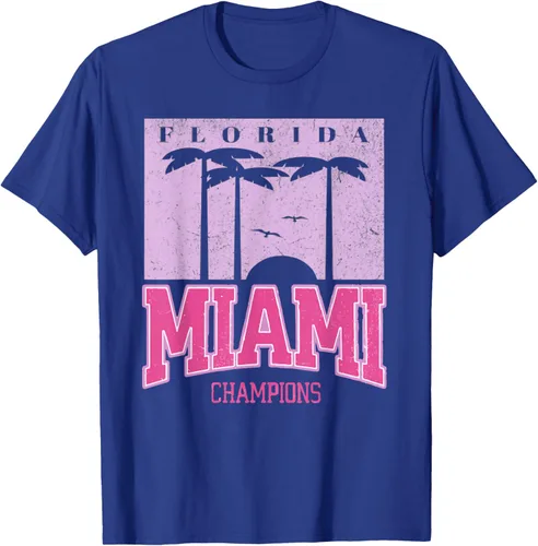 Vista 18 de MIAMI Beach Sunset Camiseta Florida Miami Palm Trees Camiseta Camiseta, Negro