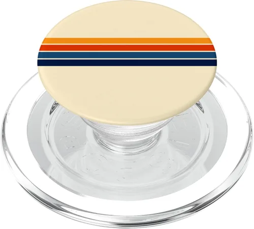 Vista 8 de PopSockets Grip y soporte para teléfonos y tabletas multicolor con diseño de rayas retro, Negro