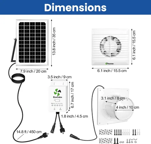 Vista 6 de Extractor solar de 4" con termostato y batería para gallinero