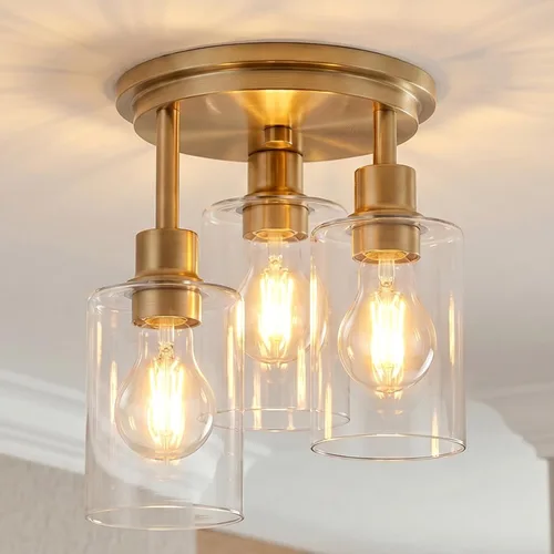 Vista 9 de ROTTOGOON Lámpara de Techo Semiempotrada, Accesorios de Luz de Techo de 3 Luces Cerca del Techo, Accesorios de Luz de Cocina Negro Mate