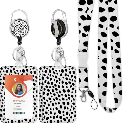 Vista 38 de Soporte para tarjetas de identificación con cordón, soporte retráctil para tarjetas de identificación, correa desmontable para el cuello con carrete