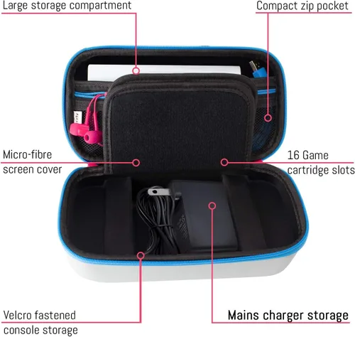 Vista 2 de Orzly Funda para Nintendo Switch Lite - Funda de transporte de viaje para consola Switch Lite, adaptador de corriente, juegos y otros accesorios