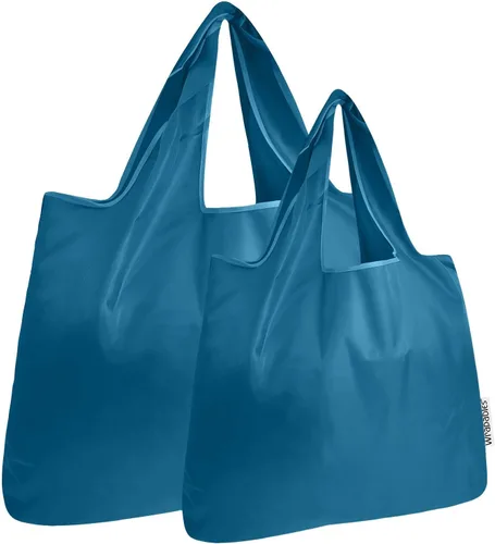 Vista 19 de allydrew Bolsas de comestibles reutilizables de nailon plegables grandes y pequeñas, juego de 2