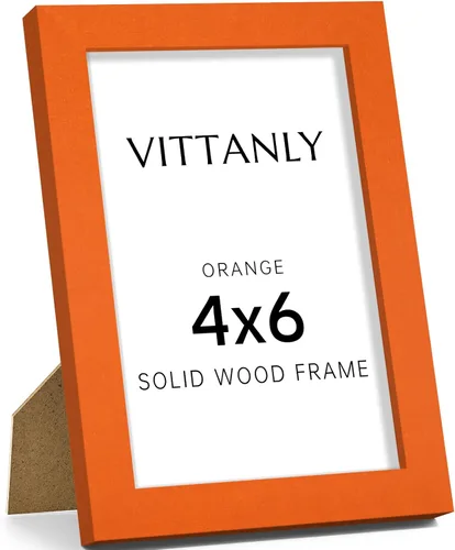 Vista 75 de Vittanly - Marco de fotos de 4 x 6 pulgadas de madera maciza con plexiglás, incluye paspartú de 3,5 x 5, para colgar en la pared o poner sobre una