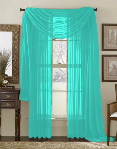 Vista 4 de Juego de 3 piezas de cortinas y cenefa Interior Trends, fina, totalmente cosida, juego de 2 cortinas y 1 cenefa a juego