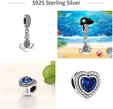 Vista 3 de Bolenvi - Dijes de plata de ley 925 "Heart of the Sea Titanic Blue" para pulseras y collares, el mejor regalo para ella, Metal