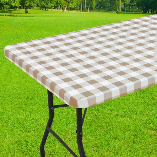 Vista 48 de Smiry Mantel cuadrado de pícnic, manteles de vinilo elásticos impermeables, fundas de mesa de lana cuadriculada con parte trasera de franela