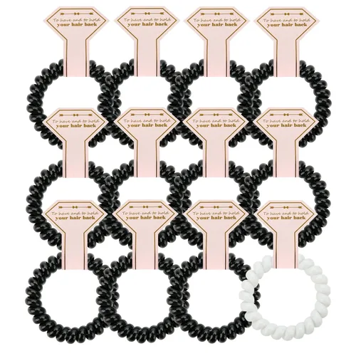 Vista 9 de Lazos para el cabello, 12 bobinas en espiral para despedida de soltera, regalo de dama de honor para novia, boda, mujeres, fiestas, invitados, Negro