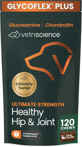 Vista 15 de VetriScience Suplemento Ultimate Strength para cadera y articulaciones para perros, GlycoFlex Plus – MSM, condroitina y mejillón de labios verdes