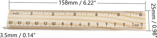 Vista 2 de Utoolmart 2 reglas rectas de madera, regla de escala de doble cara de 6 pulgadas, herramienta de medición para ingeniería, arquitecto de oficina