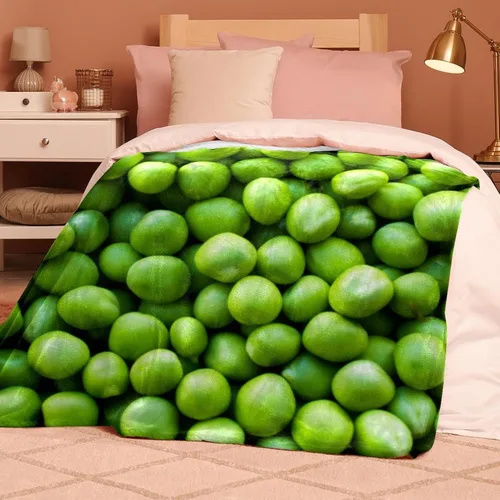Vista 5 de Green Peas - Manta de franela de verduras ultra suave y acogedora manta de felpa para sofá, silla, sala de estar, aire acondicionado, mantas frescas