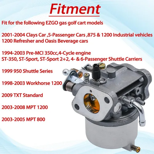 Vista 4 de Carburador de carrito de golf apto para carrito de golf EZGO Gas Car 350cc para Robin TXT Medalist 4 ciclos Workhorse ST350 Carb Reemplazo 72558-G01