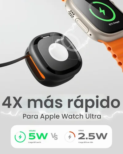 Vista 3 de VRURC Charger for Apple Watch, 3 in 1 Wireless Charging Station, Qi2.2 25W Foldable Travel Charger Dock with 45W Power Adapter for iPhone