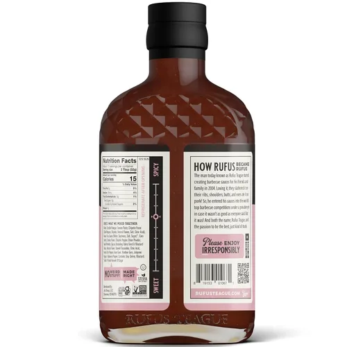 Vista 3 de Rufus Teague - Salsa BBQ sin azúcar Smoke 'N Chipotle - Salsa barbacoa premium - Botellas de 12.25 onzas - Paquete de 2 Keto Sauce with Stevia