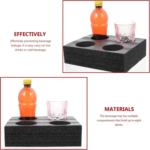 Vista 4 de Cabilock Herramientas portátiles de embalaje de bebidas 2 paquetes de bandejas portavasos, organizador de viaje para tazas de diseño de bandeja
