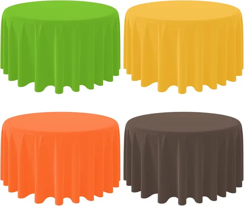 Vista 14 de 4 manteles rectangulares de plástico desechables para otoño, color amarillo, naranja, verde, café, para otoño, cosecha, día de Acción de Gracias