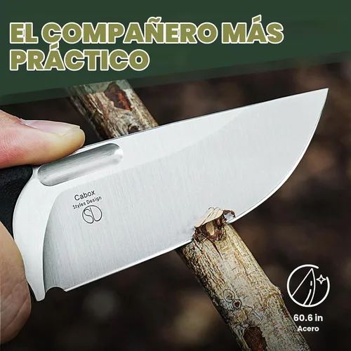 Vista 2 de Cuchillo de hoja fija Kizer Cabox de 3.36" (8.53 cm) 154CM de acero con mango G10 y funda para supervivencia y campamento 1048C1 Mango G10
