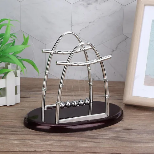 Vista 3 de FTVOGUE Balance Balls Newton Cradle Desktop Decor Stress Relief Toy Educational Science Pendulum Balls No Battery Needed for Home Office Desk