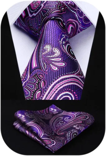Vista 66 de HISDERN Corbatas para hombre, corbata de cachemira y bolsillo cuadrado tejido clásico floral para hombre, corbata de fiesta de boda