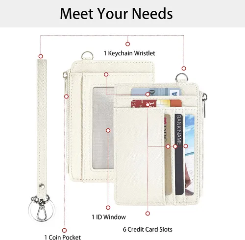 Vista 2 de SEAVILIA Billetera pequeña para mujer, delgada, llavero, carteras RFID para tarjetas de crédito con bolsillo con cremallera, ventana