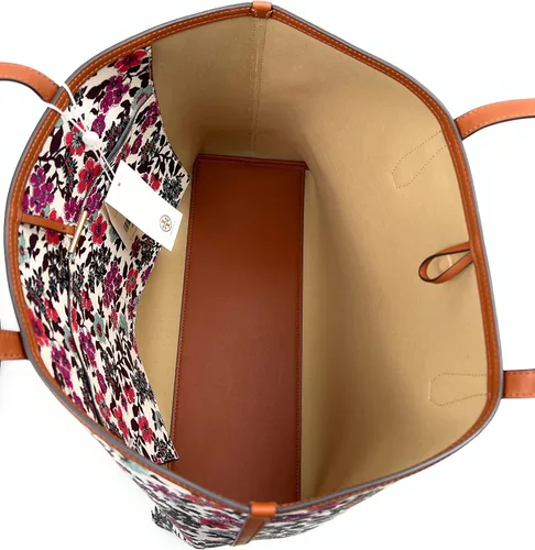 Vista 6 de Tory Burch Kerrington Tote (papel pintado azul crema rojo floral), Rojo