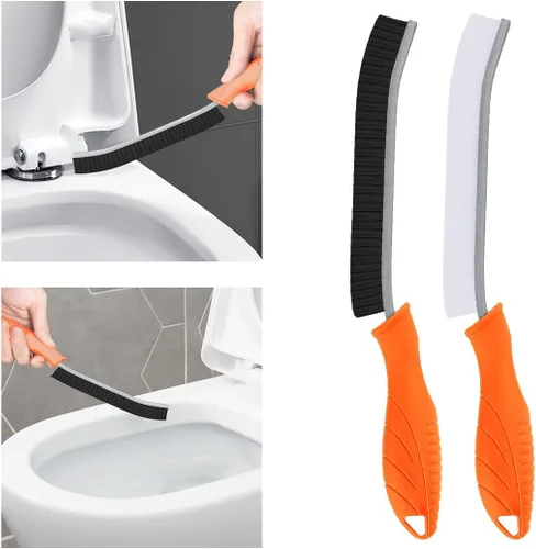 Vista 11 de Cepillo de inodoro, 2 piezas de cepillo de limpieza de baño, cepillo para fregar huecos con orificio para colgar, cepillo multifuncional de limpieza