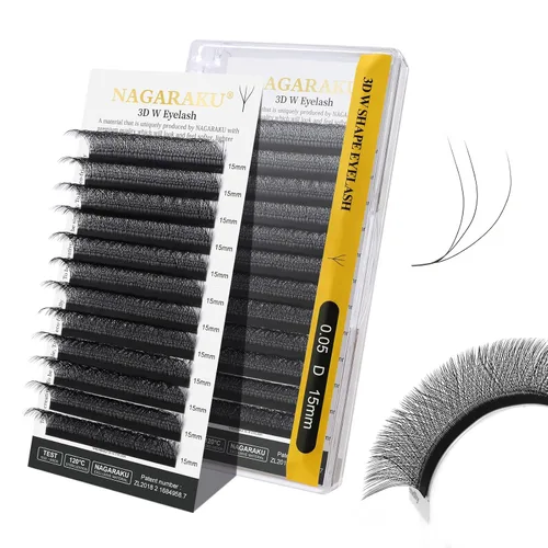 Vista 295 de NAGARAKU Extensiones de pestañas prefabricadas en abanico 3D W 0.05 C 0.315 0.05-C 3D W
