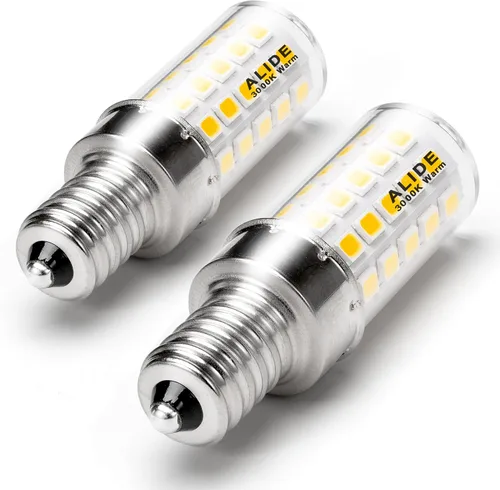Vista 13 de ALIDE Bombillas LED E12 equivalentes a 40 vatios, 2700 K blanco cálido, bombilla LED E12 T6 C7 de 4 W para ventilador de techo, lámpara colgante