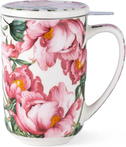 Vista 14 de AmorArc Taza de Té de Porcelana con Infusor y Tapas, Taza Grande de 18 Oz con Colador y Soporte para Bolsa para Té de Hojas Sueltas, Taza de Café