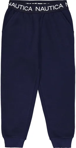 Vista 8 de Nautica Pantalones deportivos con logotipo para niña, pantalones deportivos de forro polar con puños acanalados y bolsillos laterales funcionales