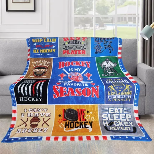 Vista 2 de Manta de regalo de hockey para niños y hombres, regalos de hockey sobre hielo, regalos para amantes del hockey para niños de 8 a 12 años, regalos