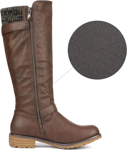 Vista 3 de DREAM PAIRS Botas de equitación hasta la rodilla con cremallera lateral para mujer