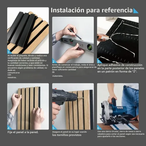 Vista 8 de Art3d 2 paneles acústicos de listones de madera para pared y techo, panel de absorción de sonido acanalado 3D con acabado de madera, negro mate