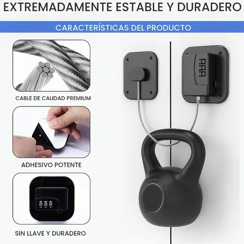 Vista 3 de Paquete de 2 combinaciones de cerraduras para refrigerador, cerradura de nevera resistente, código de 3 dígitos, no necesita llaves, cable de acero