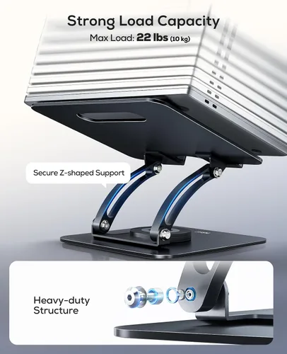 Vista 10 de Nulaxy 360° Rotating Ergonomic Laptop Stand for Desk, Dual Foldable Design