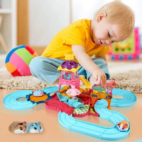 Vista 2 de Juguetes de pista de hámster para regalo de niña de 5 años, juego de mascotas, juguetes para niñas de 3, 4, 5, 6, 7 años, regalos de cumpleaños