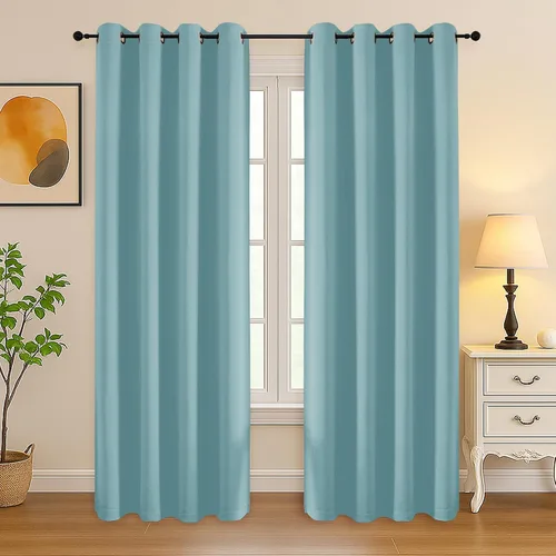 Vista 238 de Simplebrand Juego de 2 paneles de cenefa aguamarina para ventana de cocina de 14 pulgadas de largo, cortinas de oscurecimiento de habitación