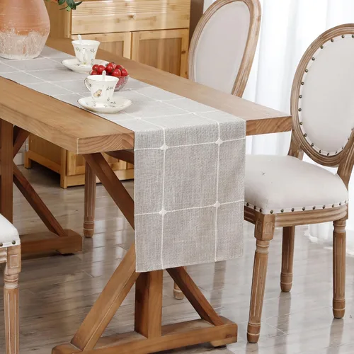 Vista 10 de NEWISHER Camino de mesa pequeño bordado rústico a cuadros de 36 pulgadas 13x36inch Table Runners, Farmhouse Checkered Coffee Table Runners, Runner